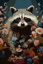 Малыш енот в цветах