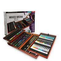 Без бренда «Оптовая коробка 5 шт.: Художественный набор (174 предмета) в деревянном чемоданчике» в Новосибирске 