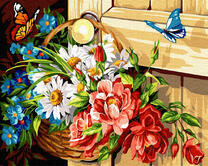 Без бренда «Корзинка с полевыми цветами на ручке двери» в Новосибирске 