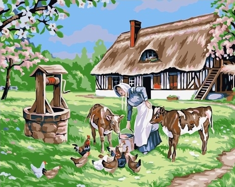 Картина по номерам 40x50 Сельская жизнь