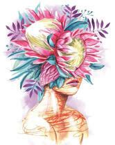 Без бренда «Портрет девушка с оригинальными цветами на голове» в Новосибирске 