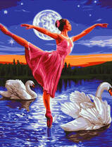 Танец балерины ночью на озере