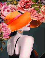 Без бренда «Дама в яркой шляпе и розы» в Новосибирске  в интернет-магазине  в Новосибирске Без бренда «Дама в яркой шляпе и розы» в Новосибирске