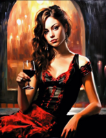 Без бренда «Обворожительная брюнетка с бокалом красного вина» в Новосибирске 