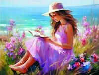 Без бренда «Девочка читает на берегу» в Новосибирске  в интернет-магазине  в Новосибирске Без бренда «Девочка читает на берегу» в Новосибирске